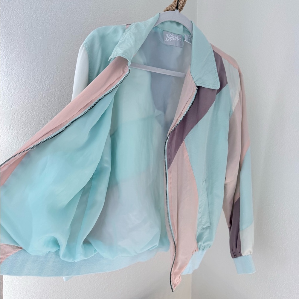 Blair Vintage Silk Pastel Bomber Jacket - Picture 6 of 8